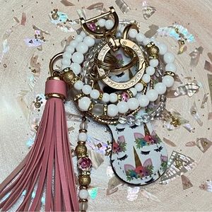 Pink Floral Bracelet Keychain